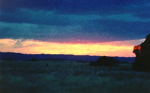 Sunset picture run through watercolor filter